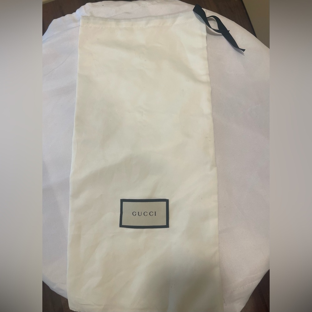 Gucci Cream Dust Bag with Black Logo Trim 17x9